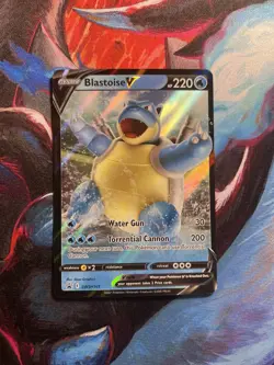 Pokemon TCG Blastoise v SWSH101 Black Star Promo Holo Card - Image 1