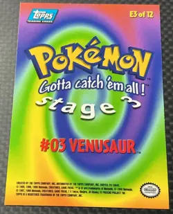 Pokemon The First Movie Topps 1999 #E3 of 12 Card Venusaur New - Image 2
