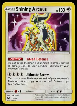 Pokemon Card Shining Legends Shining Arceus 57/73 Rare Shining Holo - Image 1
