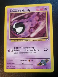 Pokemon TCG Sabrina's Gastly 93/132 Gym Heroes 1st Edition Card WOTC - Image 1