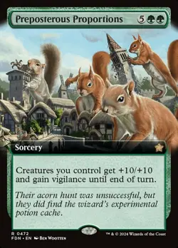 MTG Preposterous Proportions - Foil - Extended Art, Foundations, Lightly Played, - Image 1