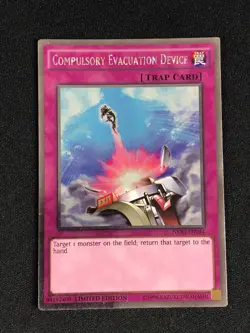 YUGIOH COMPULSORY EVACUATION DEVICE NKRT-EN044 PLATINUM LIGHT PLAY - Image 1