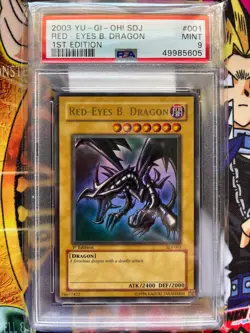 2003 Yugioh Red Eyes Black Dragon SDJ-001 1st Edition PSA 9 Starter Deck Joey - Image 1