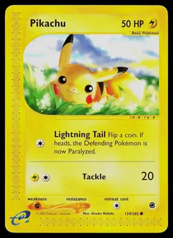 Pokemon Card Expedition Base Set Pikachu 124/165 Common - Image 1