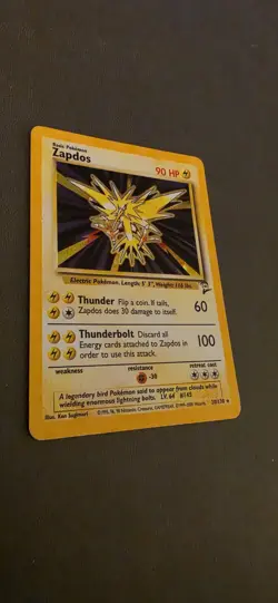 Vintage Pokemon Card - Zapdos Base Set 2 20/130 2000 Rare Holo LP - Image 2