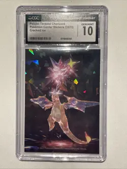 2023 Pokemon Center Stickers Poison Terastal Charizard Cracked Ice CGC 10 - Image 1