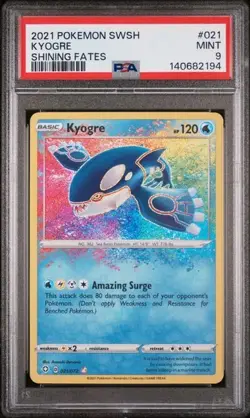 Kyogre Holo Pokemon Shining Fates 021/072 PSA 9 - Image 1