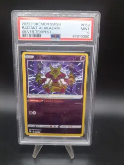 2022 Pokemon SWSH #059 Radiant Alakazam Silver Tempest Holo PSA 9 - Image 1
