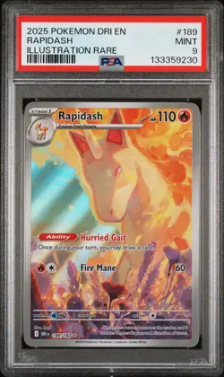 2025 POKEMON DRI EN-DESTINED RIVALS ILLUSTRATION RARE #189 RAPIDASH PSA 9 - Image 1