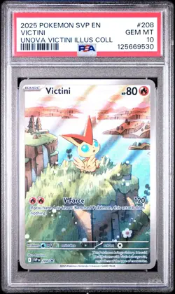 2025 POKEMON SVP EN-SV BLACK STAR PROMO #208 VICTINI PSA 10 - Image 1