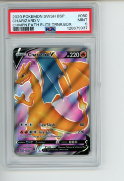 2020 Pokemon Champion's Path ETB Charizard V SWSH050 Black Star Promo PSA 9 (937 - Image 1
