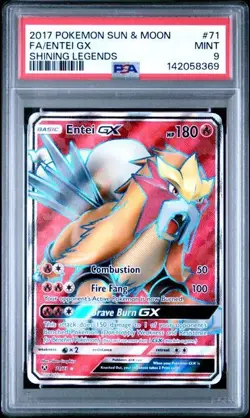 2017 POKEMON SUN & MOON SHINING LEGENDS #71 FA/ENTEI GX SHINING LEGENDS PSA 9 - Image 1