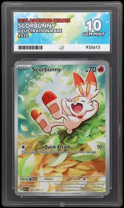 Scorbunny 225/217 ACE 10 Illustration Rare Ascended Heroes Graded Pokemon Card - Image 1