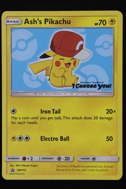 Ash's Pikachu - SM113 - Promo - Pokemon Card - Lightly Played - Image 1