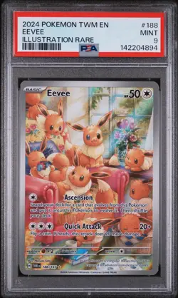 Graded Pokemon Card - Eevee 188/167 Twilight Masquerade Illustration Rare PSA 9 - Image 1
