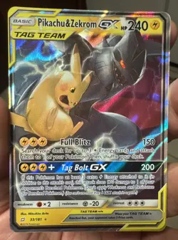 Pokemon Pikachu & Zekrom GX 33/181 SM-Team Up Ultra Rare Holo Tag Team GX NM - Image 3
