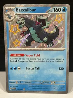 Baxcalibur Shiny Rare Holo Pokemon SV: Paldean Fates 130/091 NM - Image 1