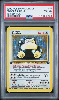 Pokemon 1999 Jungle Snorlax Holo Rare 1st Edition PSA 4 11/64 Wizards - Image 1