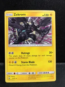 Shining Legends #35/73 Zekrom HOLO Pokemon Card Sun and Moon NM - Image 1