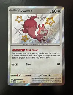 Pokemon Skwovet SV: Paldean Fates Holo Shiny Rare 205/091🔥 - Image 1