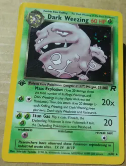 Dark Weezing 14/82 Rare Holo 1st Edition Team Rockt Set Pokemon Card LP - Image 1