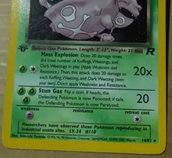Dark Weezing 14/82 Rare Holo 1st Edition Team Rockt Set Pokemon Card LP - Image 3