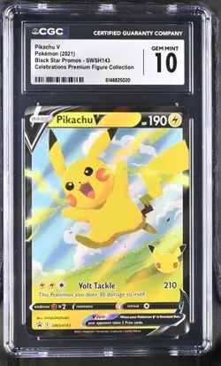 Pikachu V SWSH143 Pokemon Celebrations Premium Figure Collection CGC 10 - Image 1