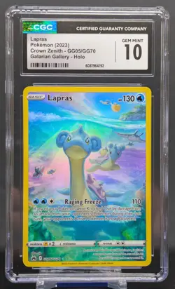 Pokemon Graded Lapras #GG05/GG70 English Crown Zenith Galarian Gallery CGC 10 - Image 1