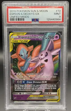 Pokemon TCG Espeon & Deoxys GX Unified Minds 2019 72/236 Holo PSA 9 - Image 1