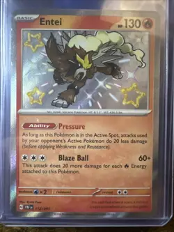 Entei 112/091 Shiny Rare Holo, Paldean Fates, Gold Star, Pokemon TCG, NM - Image 1