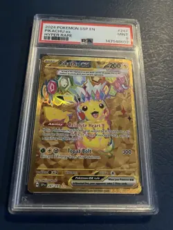 Pokemon Pikachu ex Sv08 Surging Sparks Hyper Rare Holo 247/191 PSA 9 - Image 1