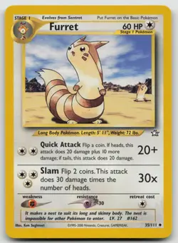 Furret 35/111 Uncommon Neo Genesis Pokemon Unlimited Lightly Played - Image 1