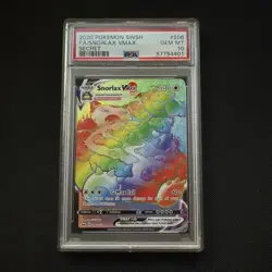 Pokemon TCG SWSH01 Sword & Shield Snorlax VMAX 206/202 Secret FA Holo PSA 10 - Image 1