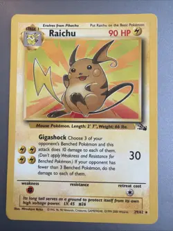Pokemon - Raichu - 29/62 - Fossil - Vintage - Rare Non-Holo - 2000 - WOTC - Image 1