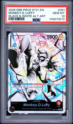 PSA 10 MONKEY D LUFFY ST21-001 BLACK & WHITE ALT ART ENGLISH ONE PIECE 😍 - Image 1
