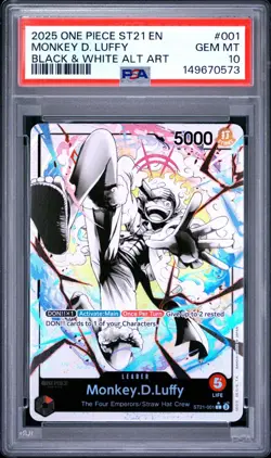 PSA 10 MONKEY D LUFFY ST21-001 BLACK & WHITE ALT ART ENGLISH ONE PIECE 😍 - Image 1