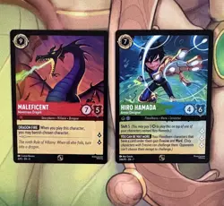 Disney Lorcana Cards - Maleficent And Hiro Promo - Image 1