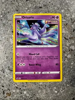 Pokemon TCG Cards Oricorio SWSH210 Fusion Strike Prerelease Promo Holo - Image 1