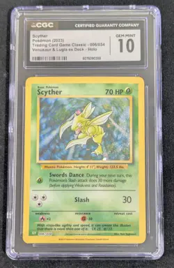 CGC 10 Scyther 006/034 Classic Holo GEM MINT Venusaur Lugia Pokemon Card PSA - Image 1