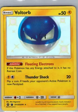 Voltorb SV13/SV94 Hidden Fates: Shiny Vault - Pokemon Card - NM - Image 1