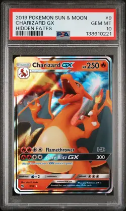 2019 POKEMON SUN & MOON HIDDEN FATES #9 CHARIZARD GX PSA 10 - Image 1