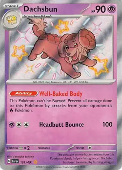 Dachsbun 161/091 Shiny Rare Paldean Fates Pokemon Near Mint - Image 1