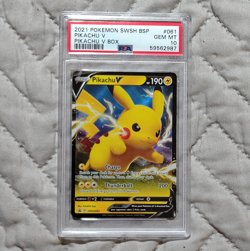 Pikachu V SWSH061 SWSH Sword & Shield Promo Holo 2021 PSA 10 - Image 1