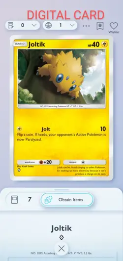 Pokemon Pocket Mobile Game Eevee Set Joltik ◇◇ Rare Digital Trade Card - Image 1
