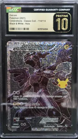 CGC 10 PRISTINE Zekrom 114/114 Pokemon Celebrations Classic . 2021 English - Image 1