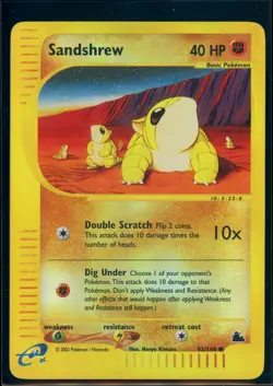 Pokemon SKYRIDGE - #92/144 Sandshrew - Reverse Holo - ENG - Moderately Played - Image 1