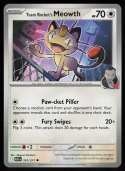 Team Rocket's Meowth 161/217 Common Ascended Heroes Pokemon Near Mint - Image 1