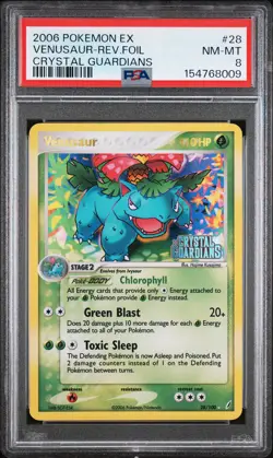 2006 POKEMON EX CRYSTAL GUARDIANS #28 VENUSAUR-REVERSE FOIL PSA 8 - Image 1