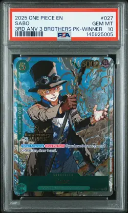 2025 ONE PIECE 3RD ANNIVERSARY TOURNAMENT 3 BROTHERS PACK WINNER SABO PSA 10 - Image 1