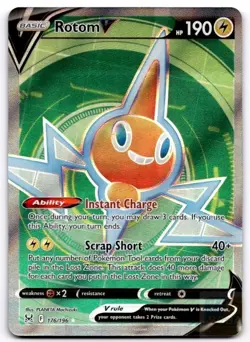 Rotom V 176/196 Ultra Rare Lost Origin Pokemon Near Mint - Image 1